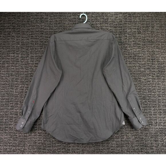 Robert Graham Shirt Mens Large Gray Jacquard Flourish Geomteric Print Designer - Picture 14 of 16